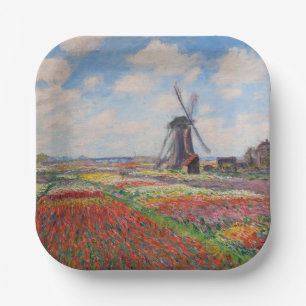 Claude Monet - Field of Tulips in Holland Paper Plate