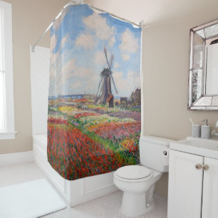 Claude Monet - Field of Tulips in Holland Shower Curtain