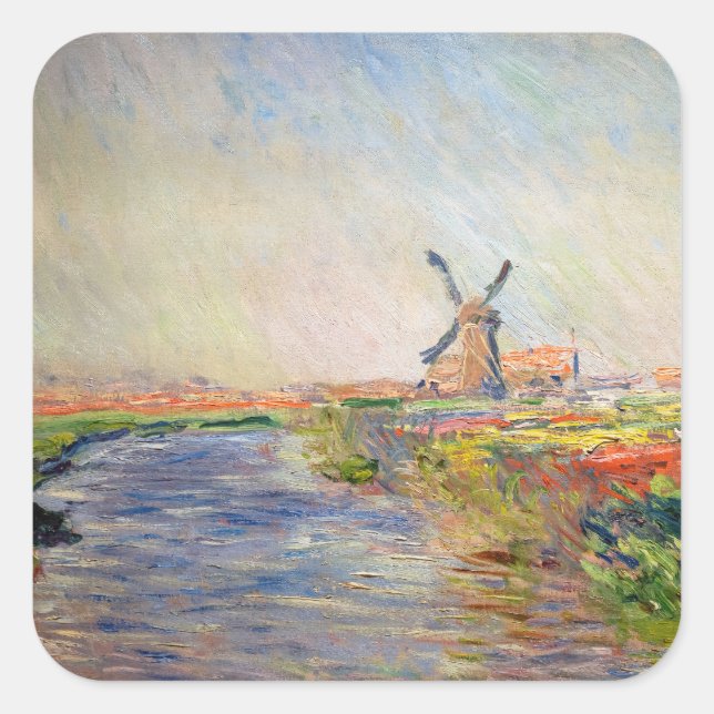 Claude Monet - Field of Tulips in Holland Square Sticker (Front)