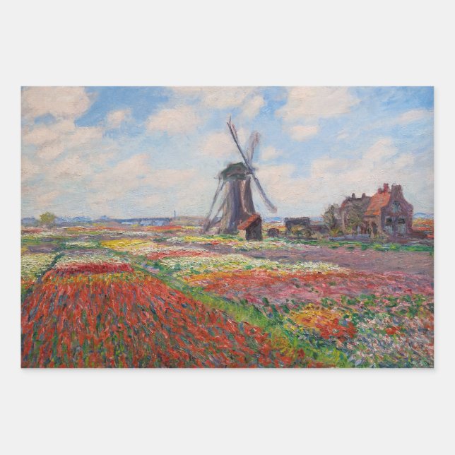 Claude Monet - Field of Tulips in Holland Wrapping Paper Sheet (Front)