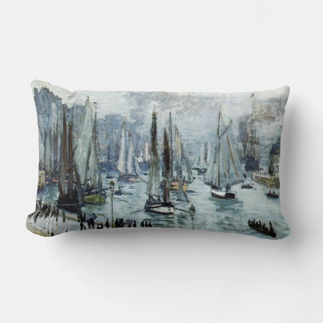 Claude Monet Fishing Boats Leaving the Harbour  Lumbar Cushion (Front)