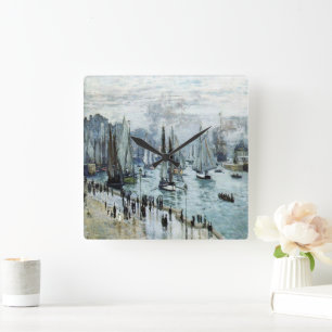 Claude Monet Fishing Boats Leaving the Harbour Square Wall Clock