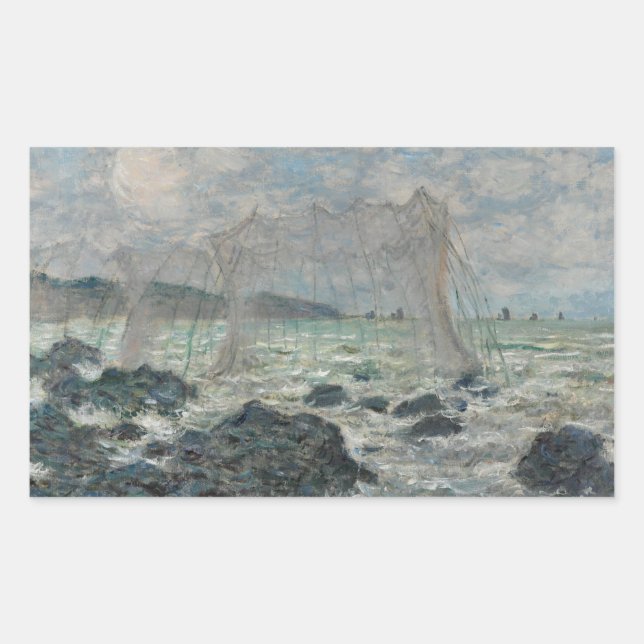 Claude Monet - Fishing Nets at Pourville Rectangular Sticker (Front)
