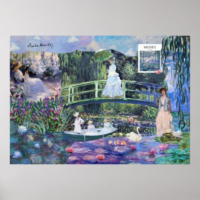 Claude Monet Floral Landscape Collage  Poster (Front)
