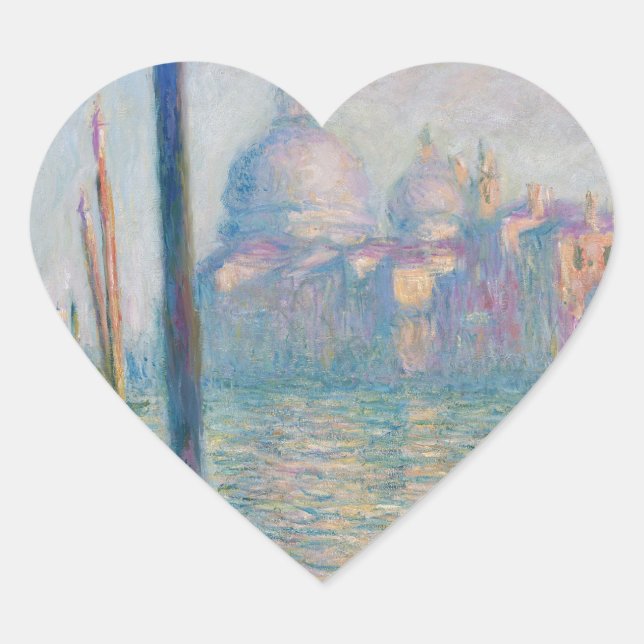 Claude Monet Grand Canal Venice Italy Travel Heart Sticker (Front)