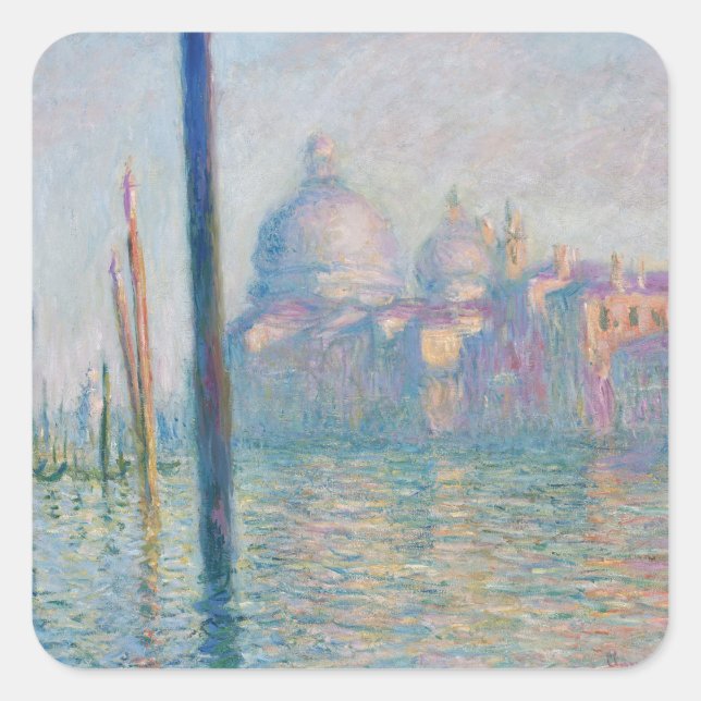 Claude Monet Grand Canal Venice Italy Travel Square Sticker (Front)