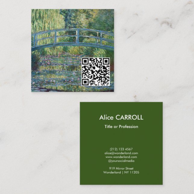 Claude Monet - Green Harmony - QR Code Square Business Card (Front/Back)