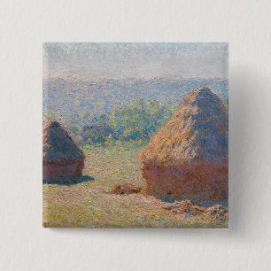 Claude Monet - Haystacks, end of Summer 15 Cm Square Badge