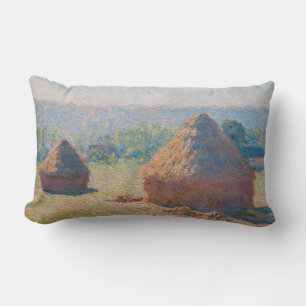 Claude Monet - Haystacks, end of Summer Lumbar Cushion