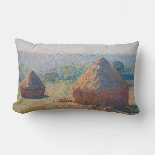 Claude Monet - Haystacks, end of Summer Lumbar Cushion (Front)