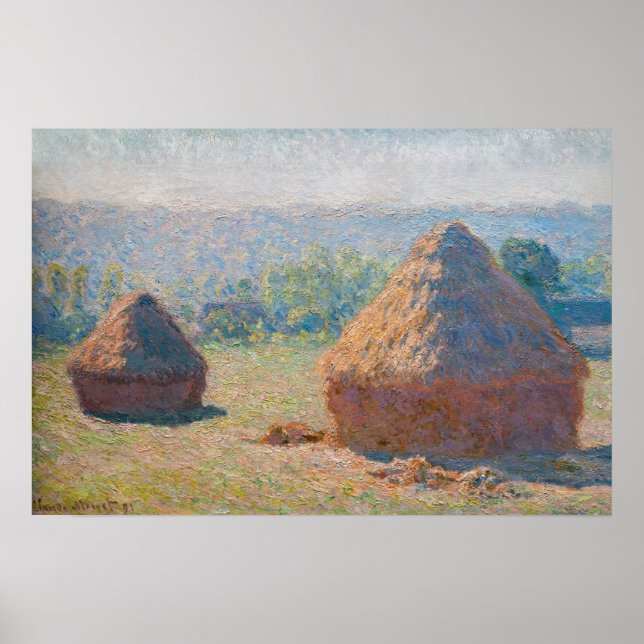 Claude Monet - Haystacks, end of Summer Poster (Front)