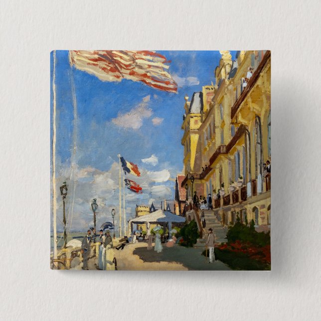 Claude Monet - Hotel des Roches Noires, Trouville 15 Cm Square Badge (Front)