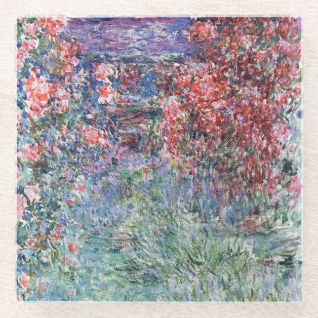 Claude Monet | House at Giverny under the Roses Glass Coaster (Front)