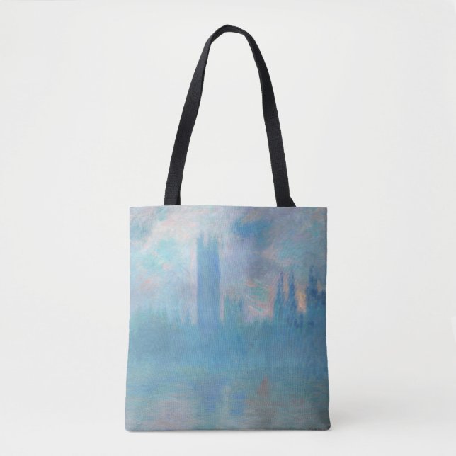 Claude Monet. Houses of Parliament London. Blue Tote Bag (Front)