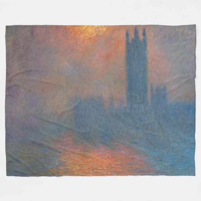 Claude Monet - Houses of Parliament London Fleece Blanket (Front (Horizontal))