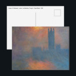 Claude Monet - Houses of Parliament London Postcard<br><div class="desc">Houses of Parliament,  London,  Sun Breaking Through / Londres,  le Parlement,  Trouée de soleil dans le brouillard by Claude Monet in 1904</div>