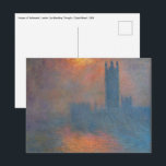 Claude Monet - Houses of Parliament London Postcard<br><div class="desc">Houses of Parliament,  London,  Sun Breaking Through / Londres,  le Parlement,  Trouée de soleil dans le brouillard by Claude Monet in 1904</div>