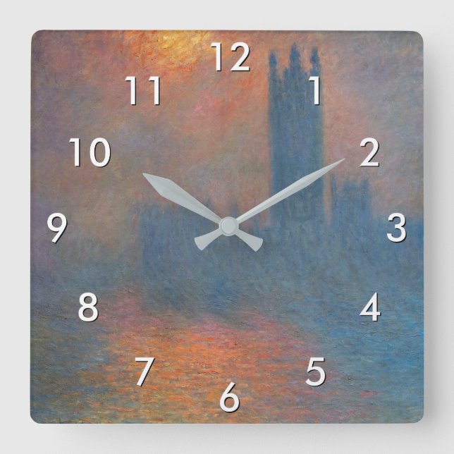 Claude Monet - Houses of Parliament London Square Wall Clock (Front)