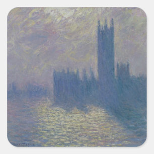Claude Monet Houses of Parliament, Stormy Sky Square Sticker