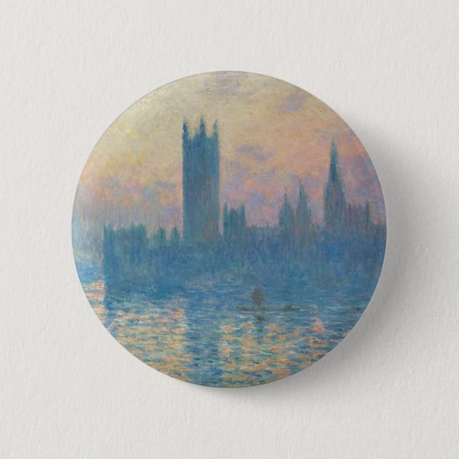 Claude Monet Houses of Parliament Sunset 6 Cm Round Badge (Front)