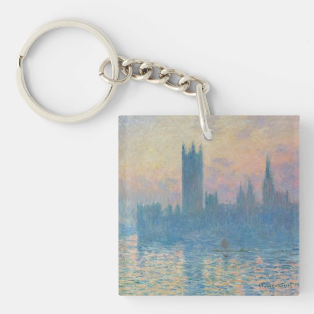 Claude Monet Houses of Parliament Sunset Key Ring (Front)