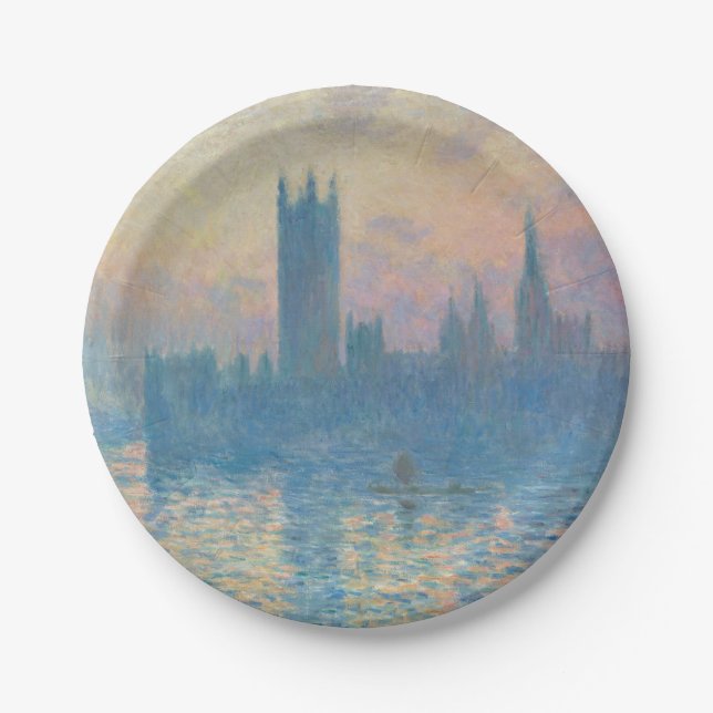 Claude Monet Houses of Parliament Sunset Paper Plate (Front)