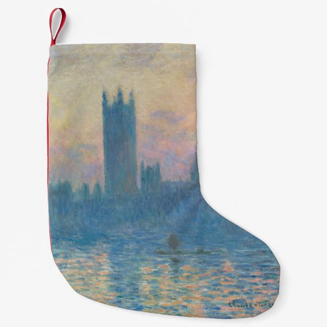 Claude Monet Houses of Parliament Sunset Small Christmas Stocking (Front)