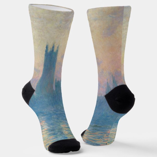 Claude Monet Houses of Parliament Sunset Socks (Angled)