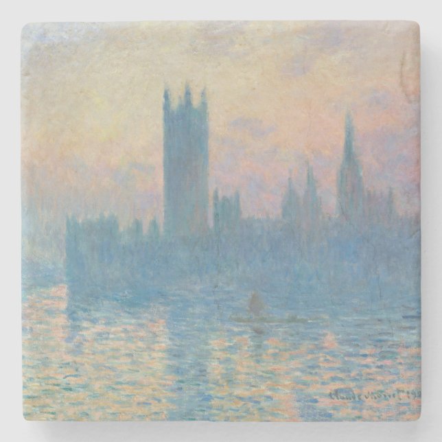 Claude Monet Houses of Parliament Sunset Stone Coaster (Front)