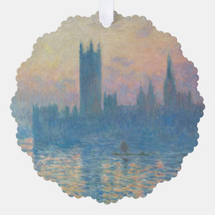 Claude Monet Houses of Parliament Sunset Tree Decoration Card