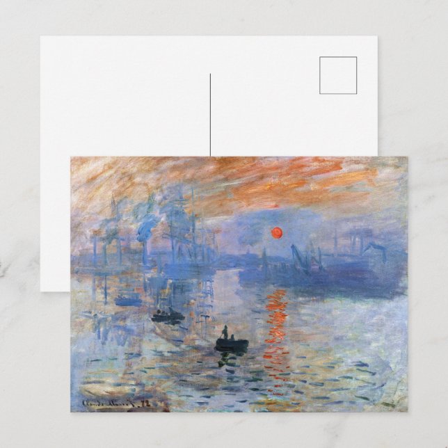 Claude Monet Impression Sunrise 1872 Harbour Art Postcard (Front/Back)