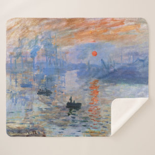 Claude Monet Impression Sunrise 1872 Harbour Art Sherpa Blanket