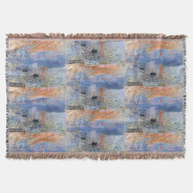 Claude Monet Impression Sunrise 1872 Harbour Art Throw Blanket (Front)