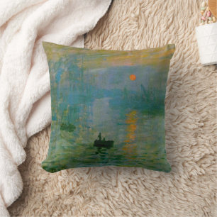 Claude Monet Impression Sunrise Fine Art Pillow