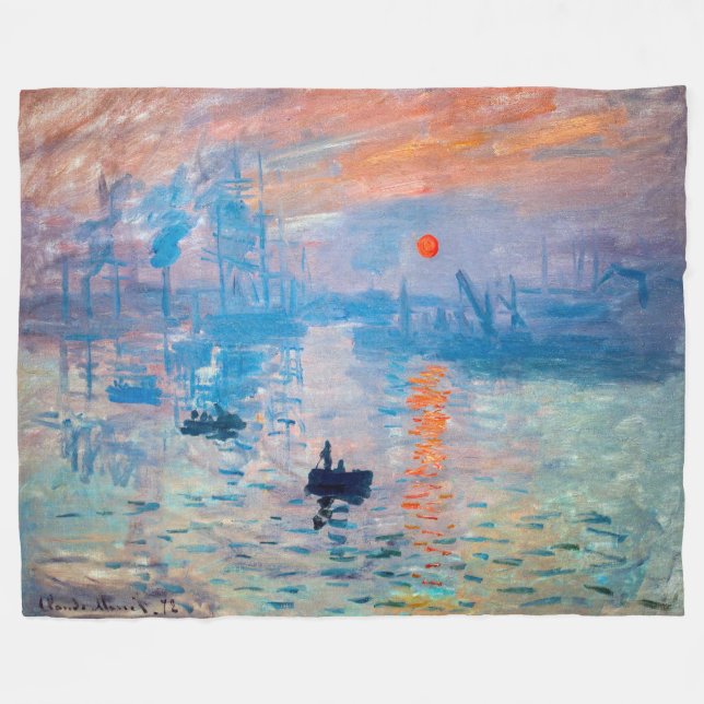 Claude Monet - Impression, Sunrise Fleece Blanket (Front (Horizontal))