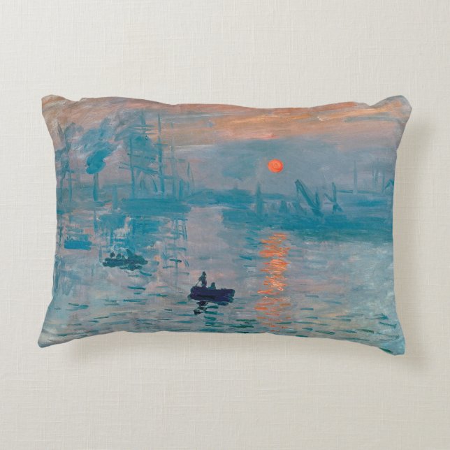 Claude Monet Impression Sunrise French Decorative Cushion (Back)