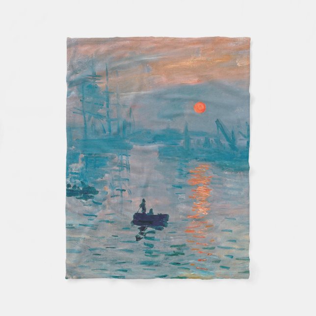 Claude Monet Impression Sunrise French Fleece Blanket (Front)