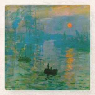 Claude Monet Impression Sunrise French Glass Coaster