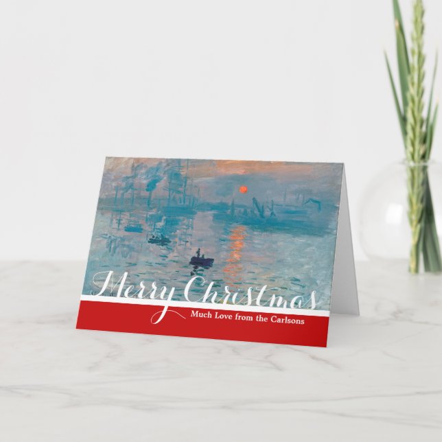 Claude Monet Impression Sunrise French Holiday Card (Front)