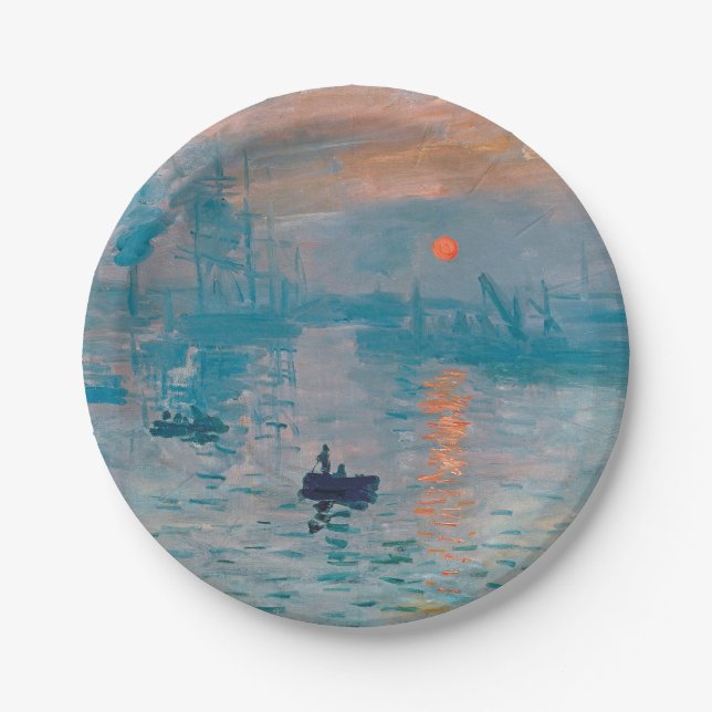 Claude Monet Impression Sunrise French Paper Plate (Front)