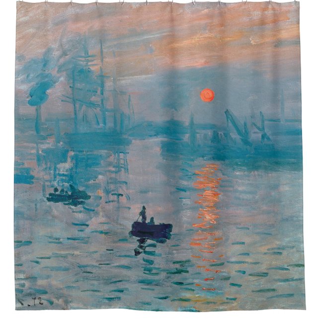 Claude Monet Impression Sunrise French Shower Curtain (Front)