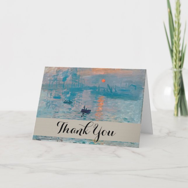 Claude Monet Impression Sunrise French Thank You Card (Front)
