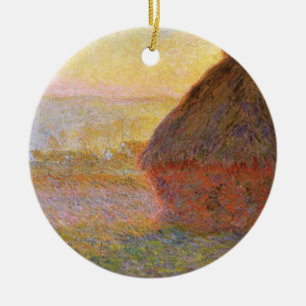 Claude Monet Impressionist Painting Graystaks I Ceramic Tree Decoration