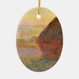 Claude Monet Impressionist Painting Graystaks I Ceramic Tree Decoration