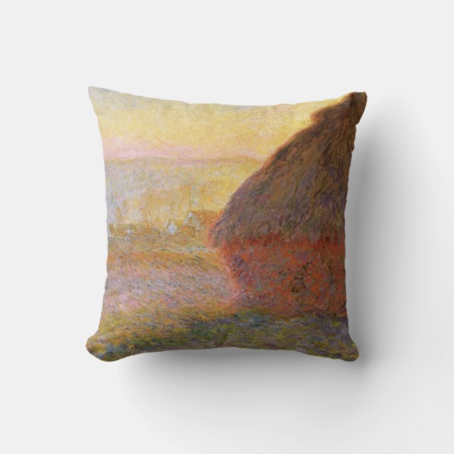 Claude Monet Impressionist Painting Graystaks I Cushion (Front)