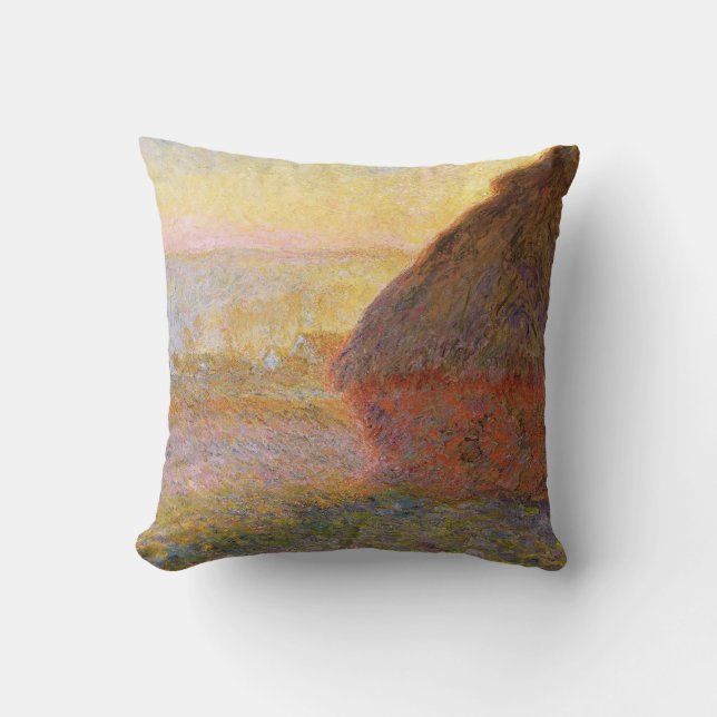 Claude Monet Impressionist Painting Graystaks I Cushion (Front)