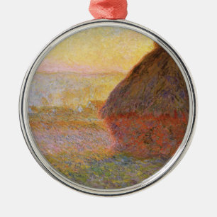 Claude Monet Impressionist Painting Graystaks I Metal Tree Decoration