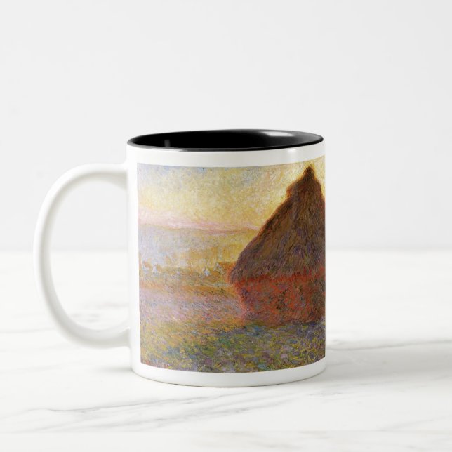Claude Monet Impressionist Painting Graystaks I Two-Tone Coffee Mug (Left)