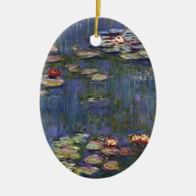 Claude Monet Impressionist Water Lillies Painting Ceramic Tree Decoration (Front)