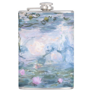 Claude Monet Impressionist Water Lillies Painting Hip Flask